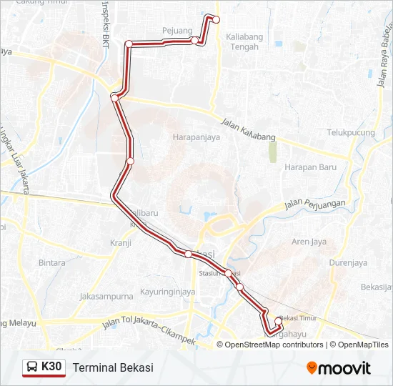 K30 Bus Line Map
