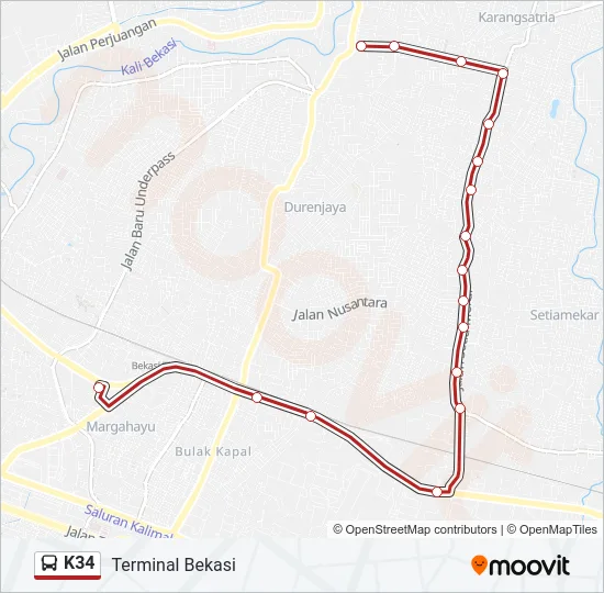 K34 Bus Line Map