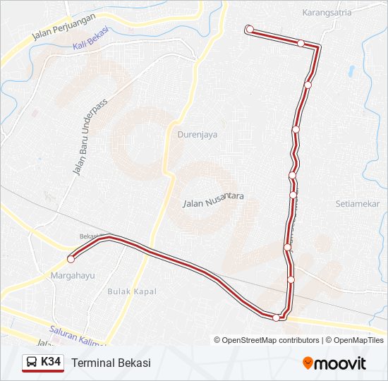 Rute K34: Jadwal, Pemberhentian & Peta - Terminal Bekasi (Diperbarui)