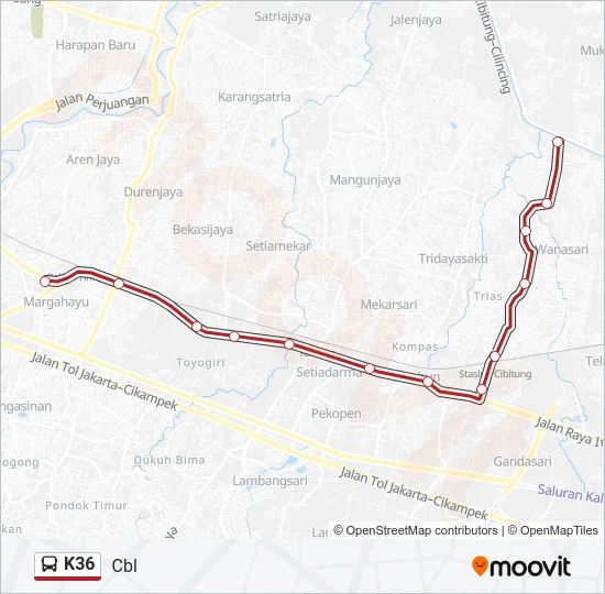 K36 Bus Line Map