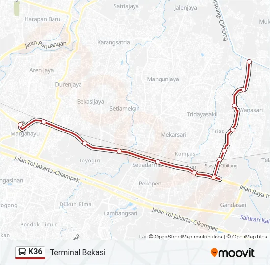 K36 Bus Line Map