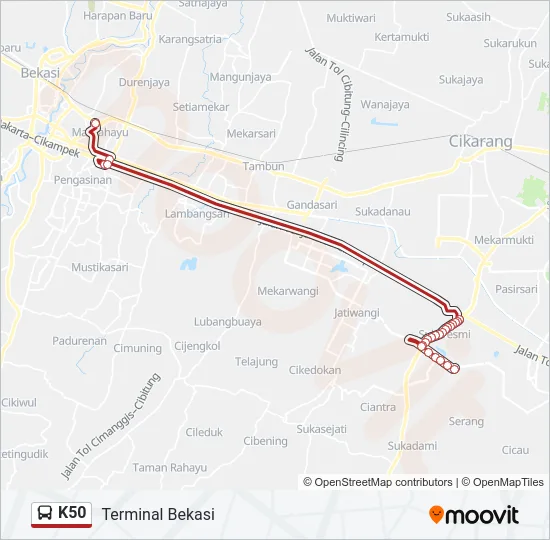 K50 Bus Line Map
