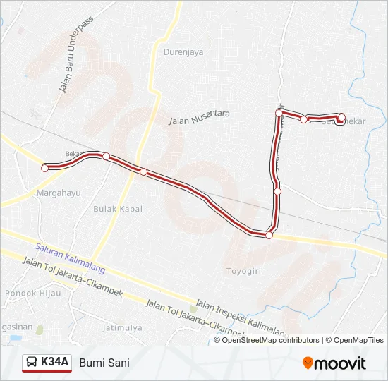 K34A Bus Line Map