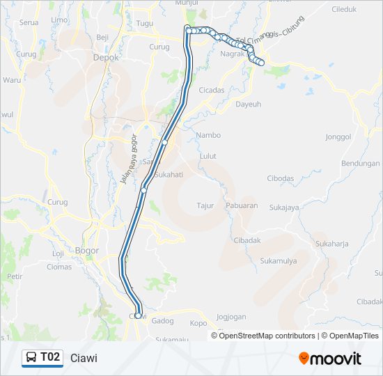 T02 bus Line Map