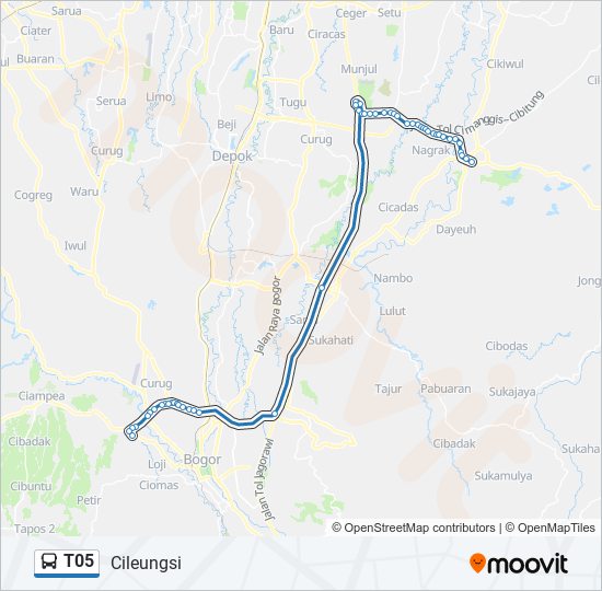 T05 bus Line Map