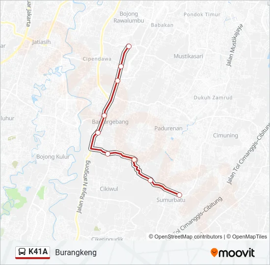 K41A Bus Line Map