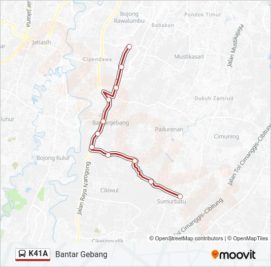 K41A Bus Line Map