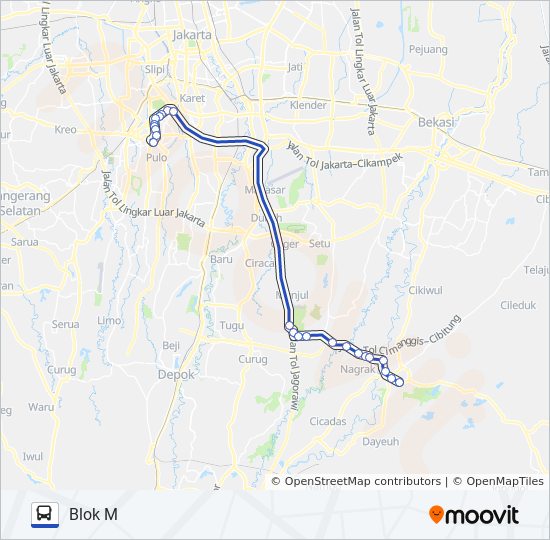 TRANSJABODETABEK BLOK M - CILEUNGSI bis Peta Jalur