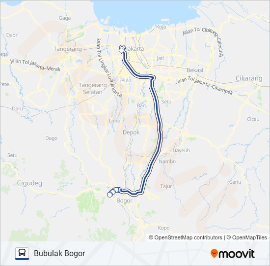 TRANSJABODETABEK BOGOR - GROGOL bus Line Map
