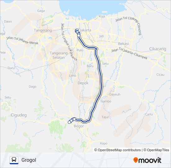 TRANSJABODETABEK BOGOR - GROGOL bis Peta Jalur