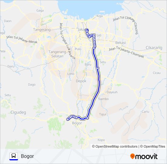 TRANSJABODETABEK SENEN - BOGOR bus Line Map