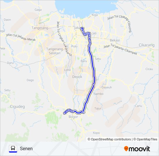 TRANSJABODETABEK SENEN - BOGOR bis Peta Jalur