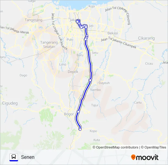 TRANSJABODETABEK SENEN - CIAWI Bus Line Map