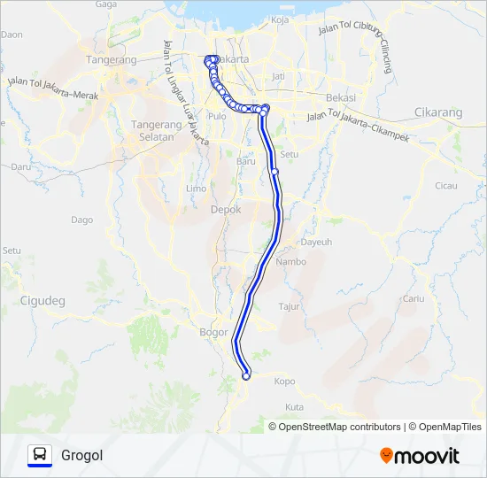 TRANSJABODETABEK GROGOL - CIAWI Bus Line Map