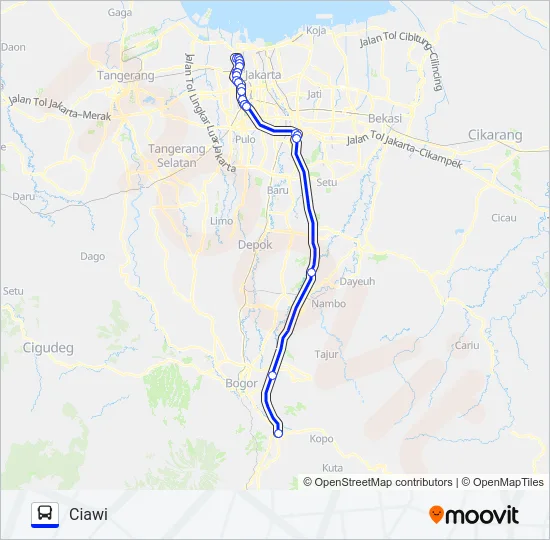 TRANSJABODETABEK GROGOL - CIAWI Bus Line Map
