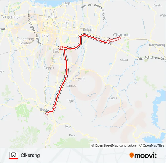TRANSJABODETABEK CIKARANG - BOGOR Bus Line Map