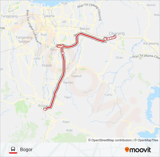TRANSJABODETABEK CIKARANG - BOGOR Bus Line Map