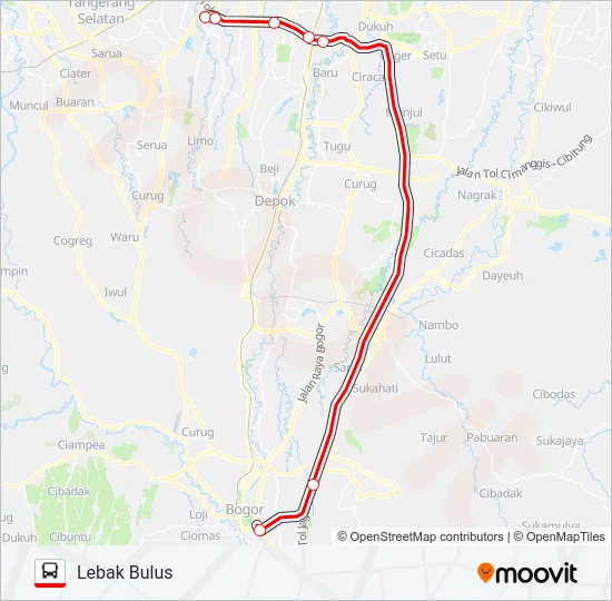 TRANSJABODETABEK LEBAK BULUS - BOGOR Bus Line Map