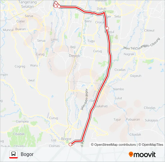 TRANSJABODETABEK LEBAK BULUS - BOGOR Bus Line Map