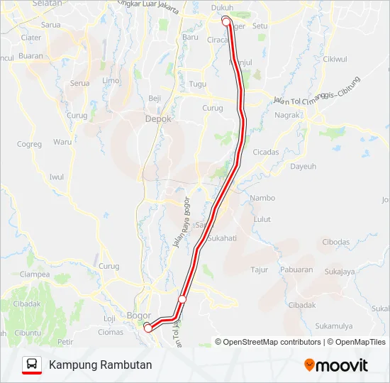 TRANSJABODETABEK KP. RAMBUTAN - BOGOR Bus Line Map