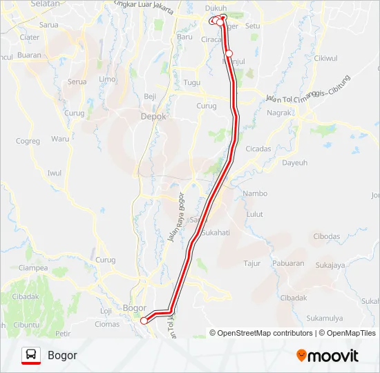 TRANSJABODETABEK KP. RAMBUTAN - BOGOR Bus Line Map