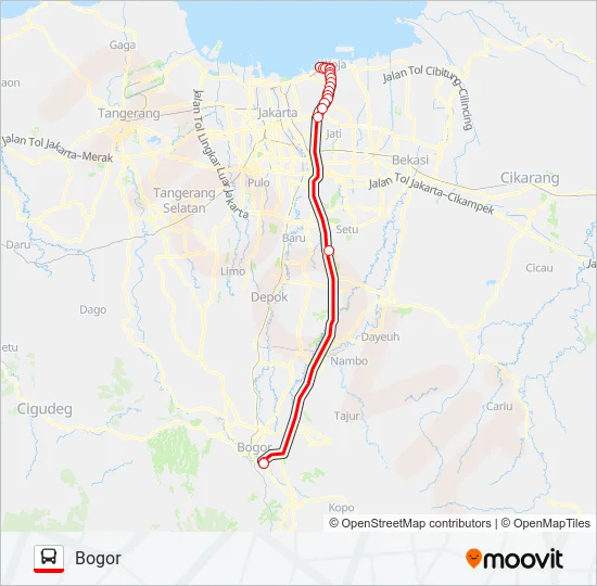 TRANSJABODETABEK BOGOR - TANJUNG PRIOK Bus Line Map