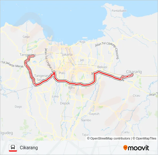 TRANSJABODETABEK CIKARANG - PORIS TANGERANG Bus Line Map