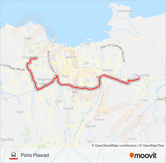 TRANSJABODETABEK CIKARANG - PORIS TANGERANG Bus Line Map