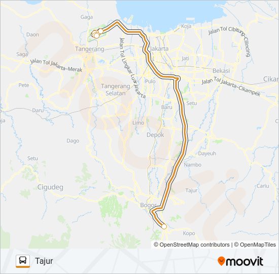 TRANSJABODETABEK TAJUR - BANDARA SOEKARNO HATTA bis Peta Jalur