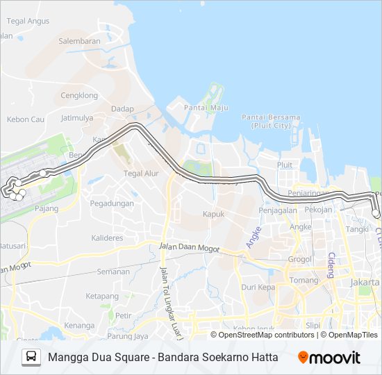 DAMRI MANGGA DUA bus Line Map