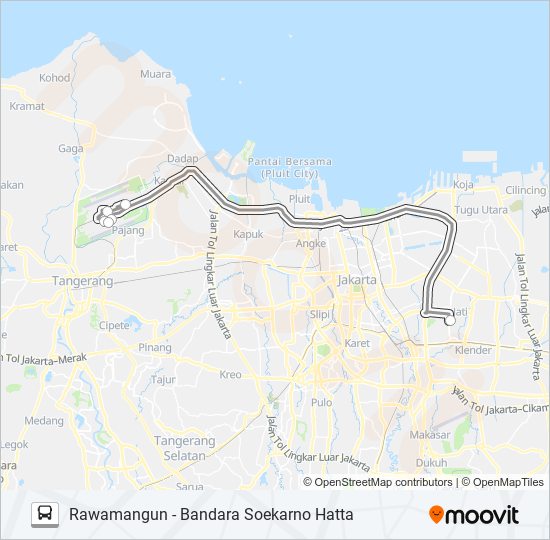 DAMRI RAWAMANGUN bus Line Map