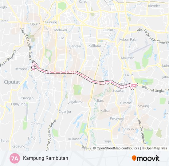 Rute 7a: Jadwal, Pemberhentian & Peta - Kampung Rambutan (Diperbarui)