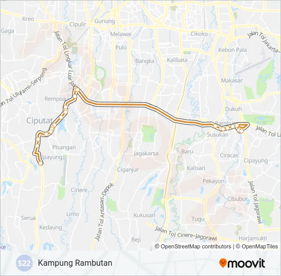 S22 Bus Line Map
