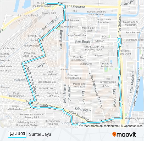 JU03 bus Line Map