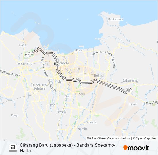 DAMRI CIKARANG bus Line Map