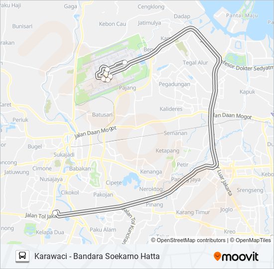 DAMRI KARAWACI bus Line Map