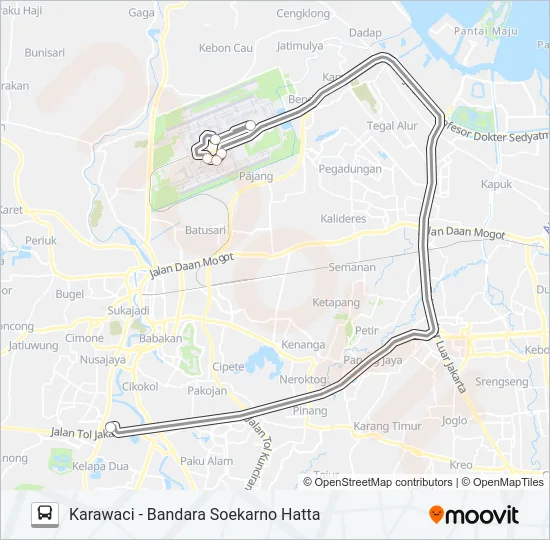 DAMRI KARAWACI Bus Line Map