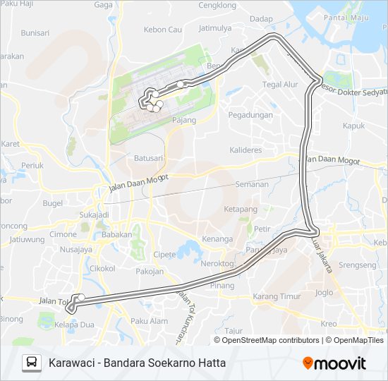 DAMRI KARAWACI bis Peta Jalur