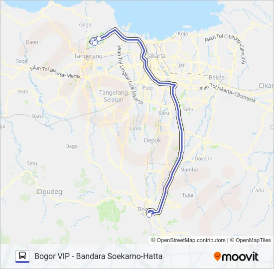 DAMRI BOGOR (VIP) Bus Line Map