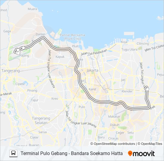 DAMRI PULO GEBANG bus Line Map