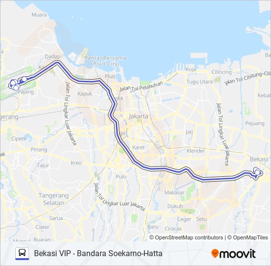 DAMRI BEKASI (VIP) bus Line Map