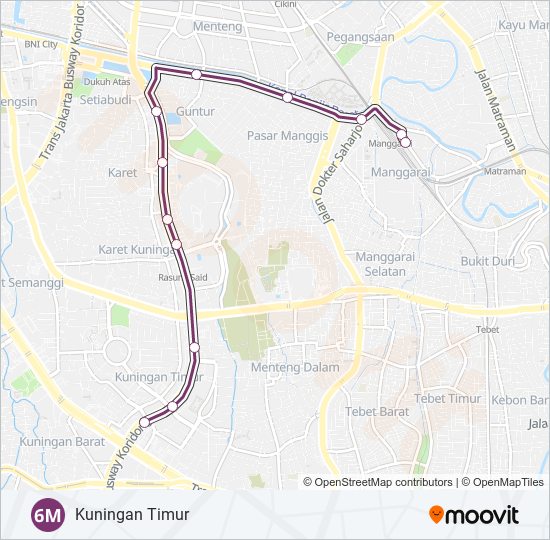 Rute 6m: Jadwal, Pemberhentian & Peta - Kuningan Timur (Diperbarui)