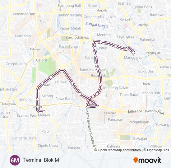 Rute 6m: Jadwal, Pemberhentian & Peta - Terminal Blok M (Diperbarui)