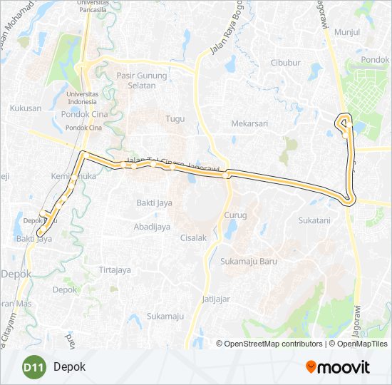 Rute D11: Jadwal, Pemberhentian & Peta - Depok (Diperbarui)