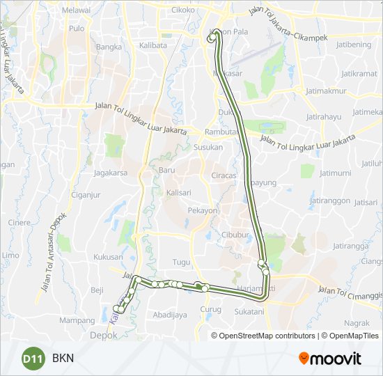 Rute D11: Jadwal, Pemberhentian & Peta - BKN (Diperbarui)