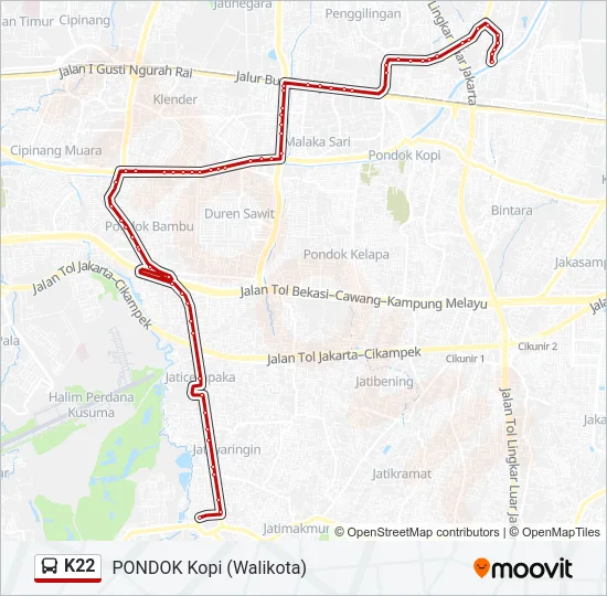 K22 Bus Line Map