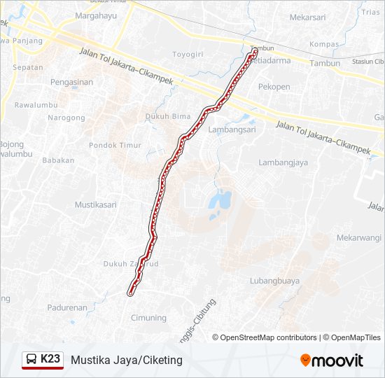 K23 bus Line Map