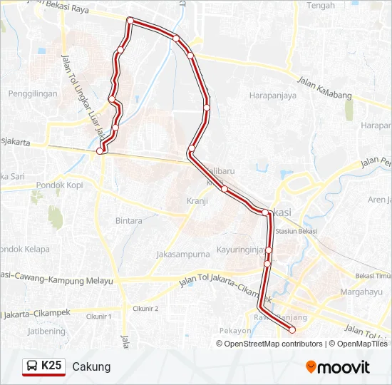 K25 Bus Line Map