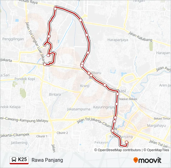 K25 Bus Line Map