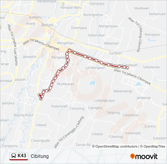 K43 Bus Line Map